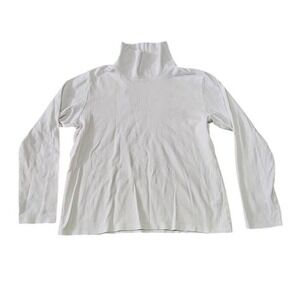 Uniqlo Turtleneck Top Shirt Women Large White Basic Minimalist Cotton Blend